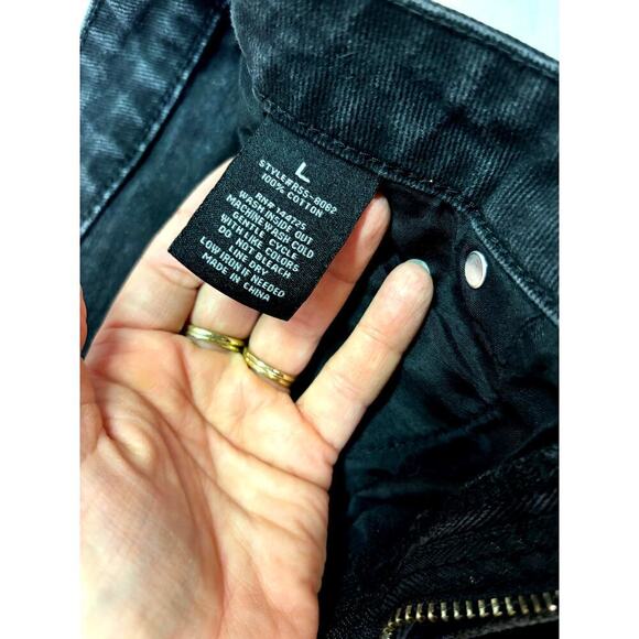 American Bazi Black Denim Cut Off Shorts, Distressed, Women's Large, Jean Shorts - Picture 6 of 6